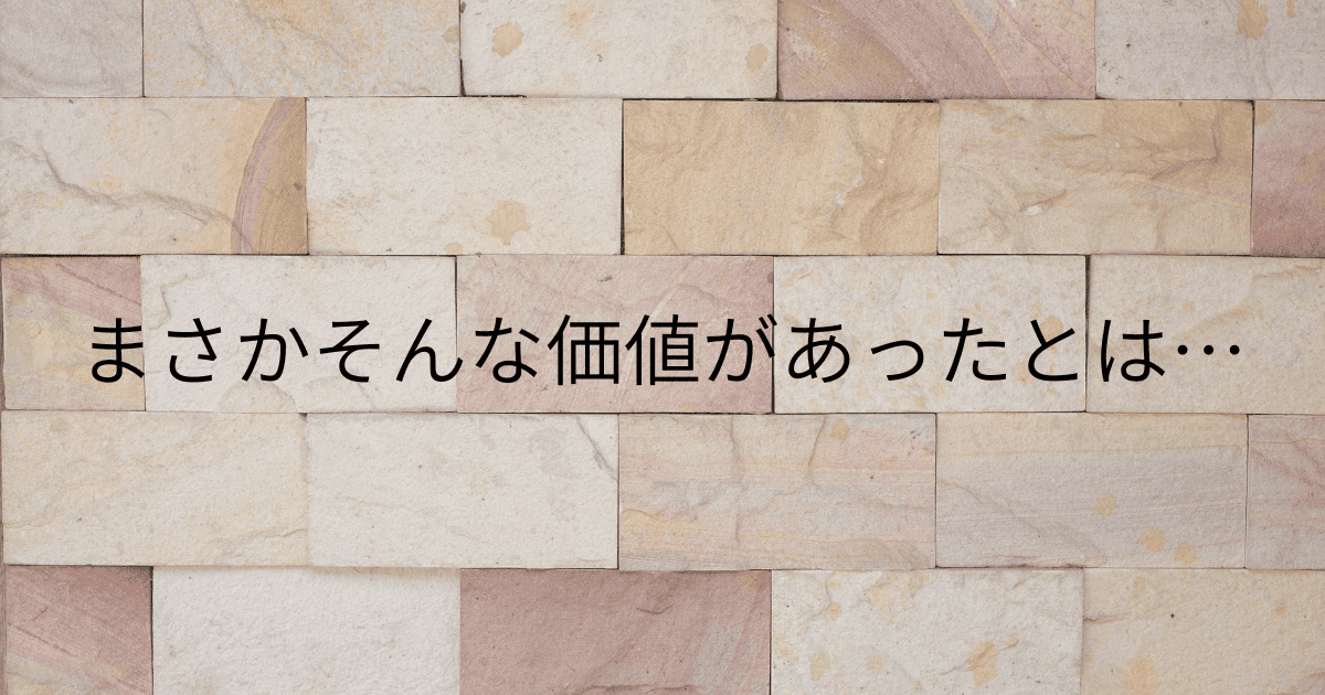 まさかそんな価値があったとは